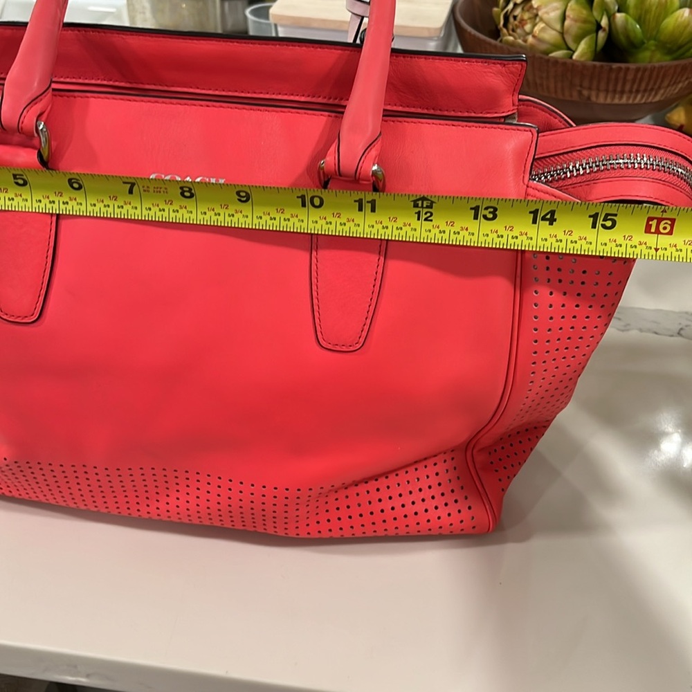 Coach Pink Perforated Tote Bag - Picture 3 of 7